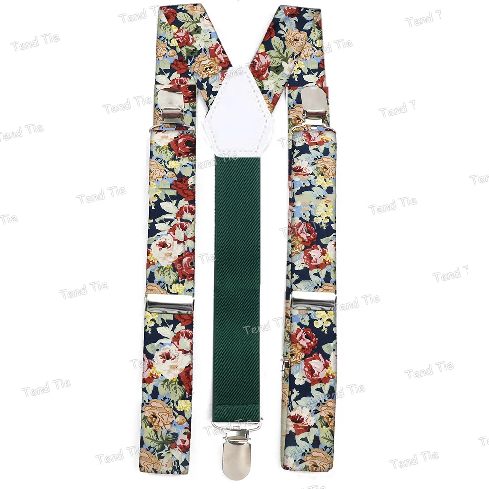 Adorável impresso floral algodão suspensórios adulto cintas ajustáveis elásticas y-back cintas lindo vestido saia traje accesseries