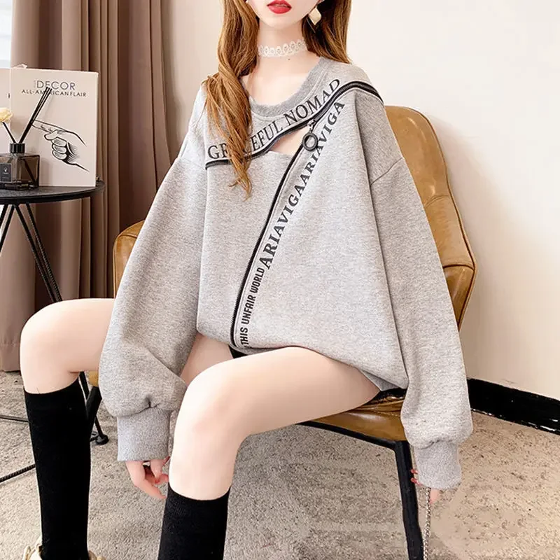 Autumn Women Pulovers Korean Fashion Designer Aesthetic Vintage Women\'s Sweatshirt Streetwear Coquette Star Clothes Full Zip Up