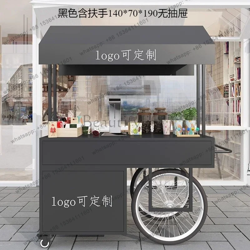 FG TC-25  creative wrought iron float floor cart stall cart display promotional table mobile truck snacks, stall cart