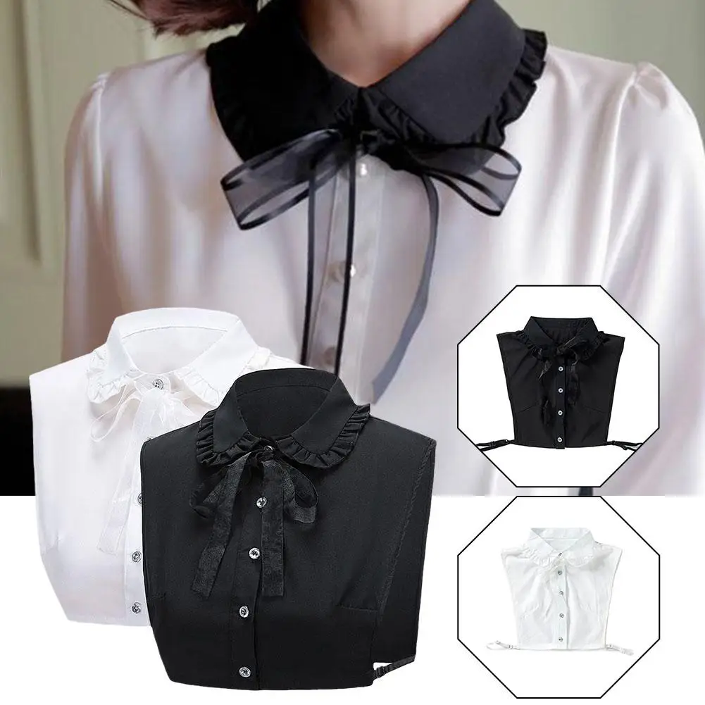 Womens Detachable Fake Collar Solid Color False Collars Sweater Blouse Accessories Clothes Half Fake Female Collars Shirt E7I9