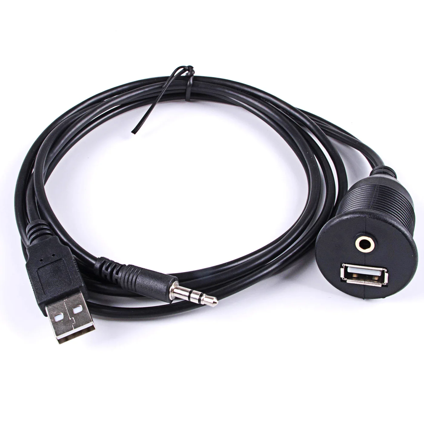 

Motocycle Car Dashboard Moto Flush Mount Panel USB 2.0 3.5mm M/F AUX Lead Extension Cable