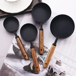 4Pcs Wooden Handle Baking Measuring Spoon Cup Stainless Steel Multipurpose Spoon Kitchen Gadgets Tool Baking Accessories