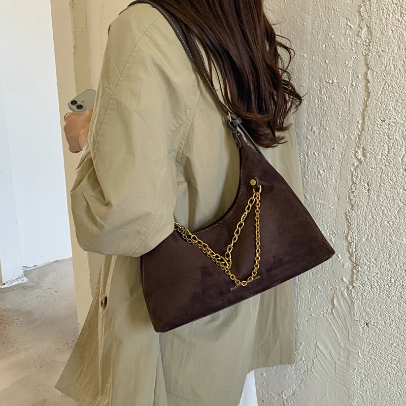 Retro süet kadın omuz çantası, - Half Moon Bag Suede incelemesi ve fiyatı
