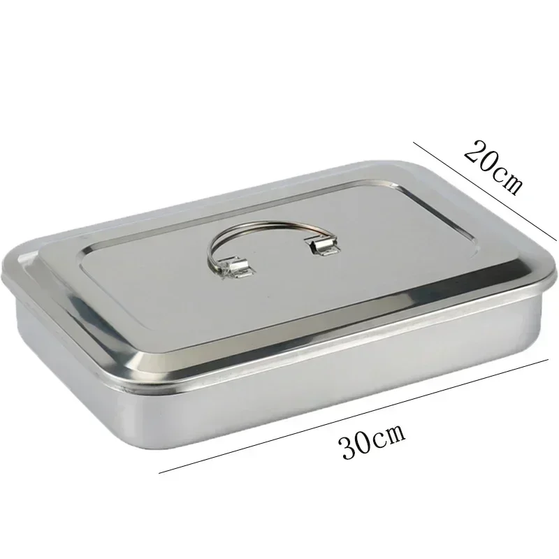 1Pc Dental Thickened Stainless Steel Disinfection Box Box Disinfection Tray Square Plate Cover Surgical Instruments Dentist Tool
