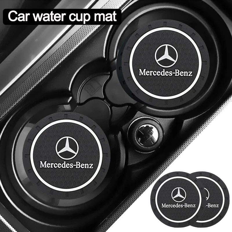 Almohadilla de taza de agua para coche, posavasos de Gel de sílice antideslizante, estilo de emblema para Mercedes Benz AMG W203 W206 W220 W205 W211