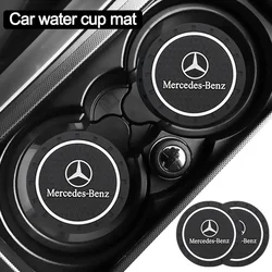 Almohadilla de taza de agua para coche, posavasos de Gel de sílice antideslizante, estilo de emblema para Mercedes Benz AMG W203 W206 W220 W205 W211 W212W210 GLC