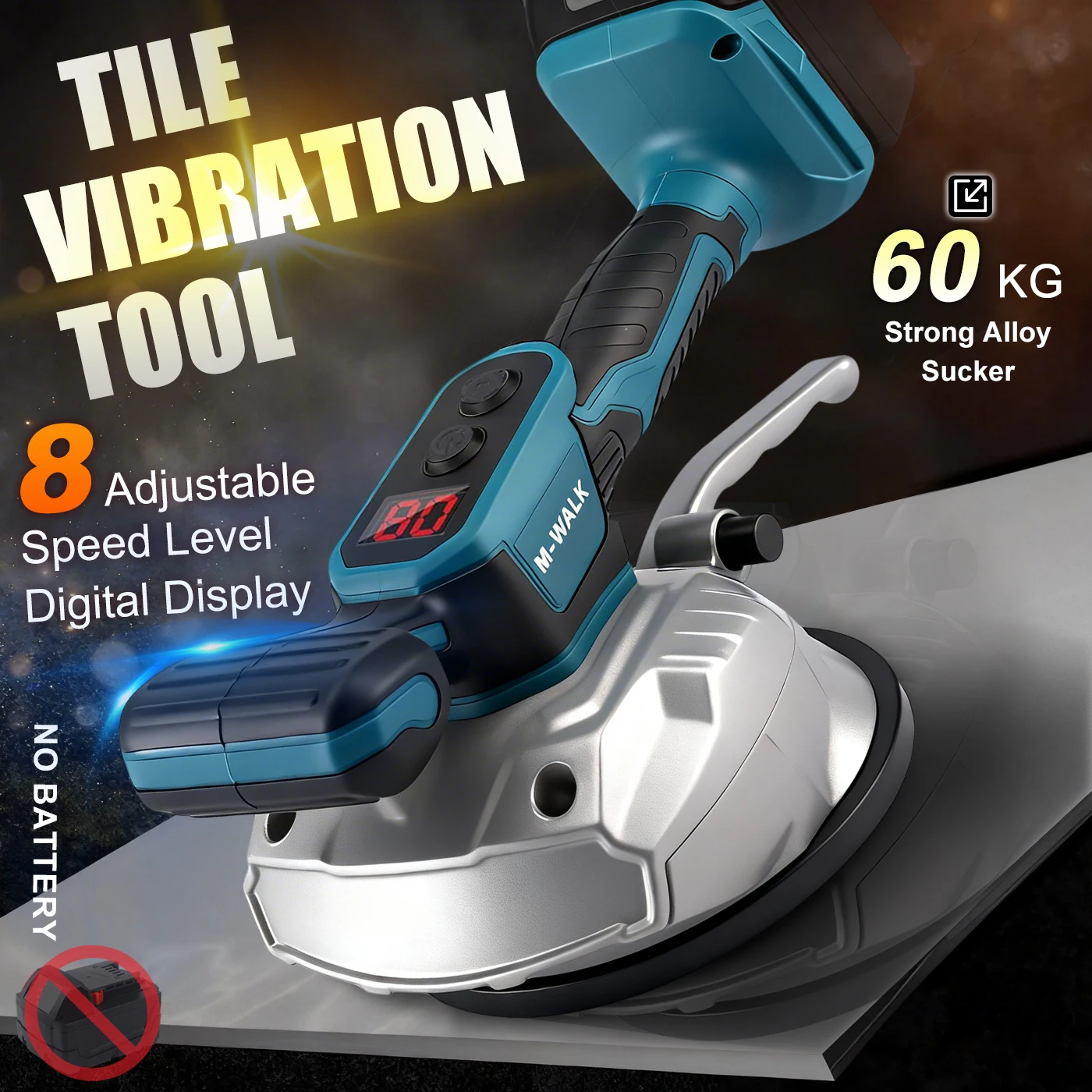 M-WALK Cordless Tiler Vibrator Tiling Machine 8 Speed Automatic Tile Leveling Adjustment Absorb Tool For Makita 18V Battery Pins