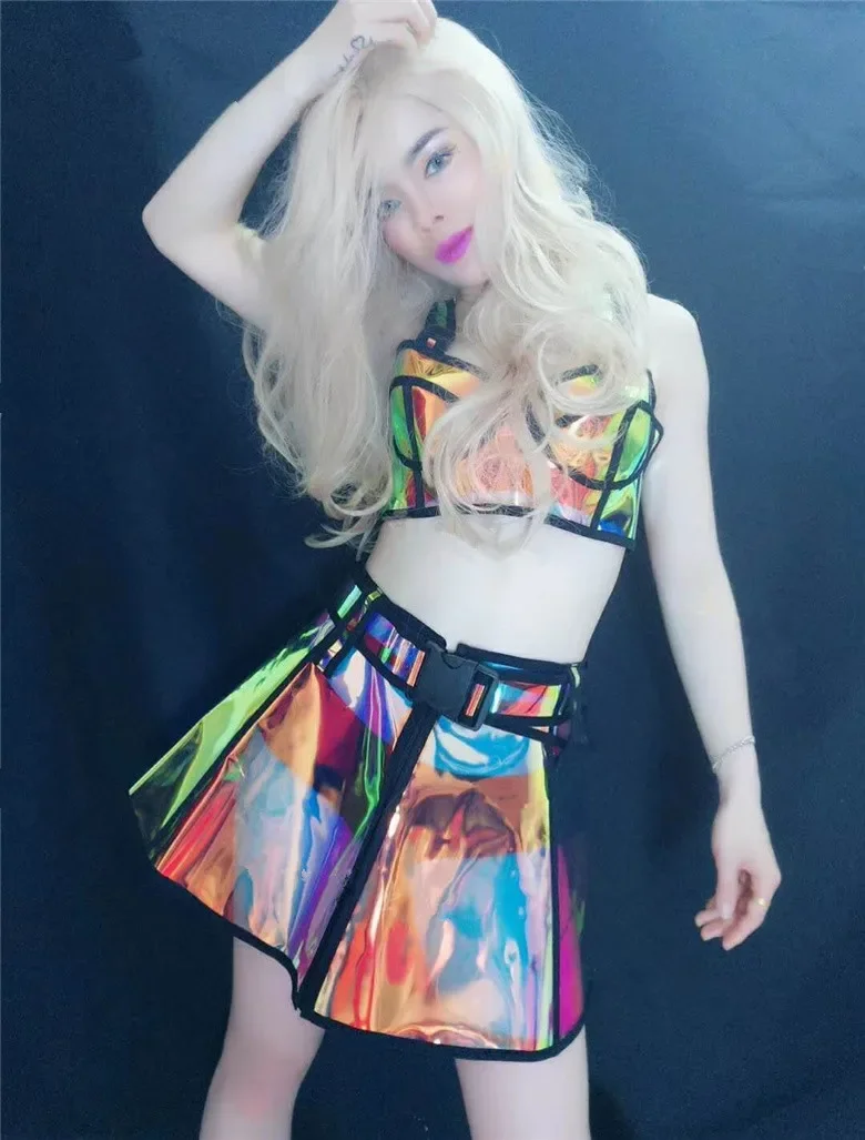 Reflektierende Laser Gogo Dance Kostüm Sexy Frauen Nachtclub Tänzer Rave Outfits Bar Club Party DJ Sänger Leistung Bühne Tragen