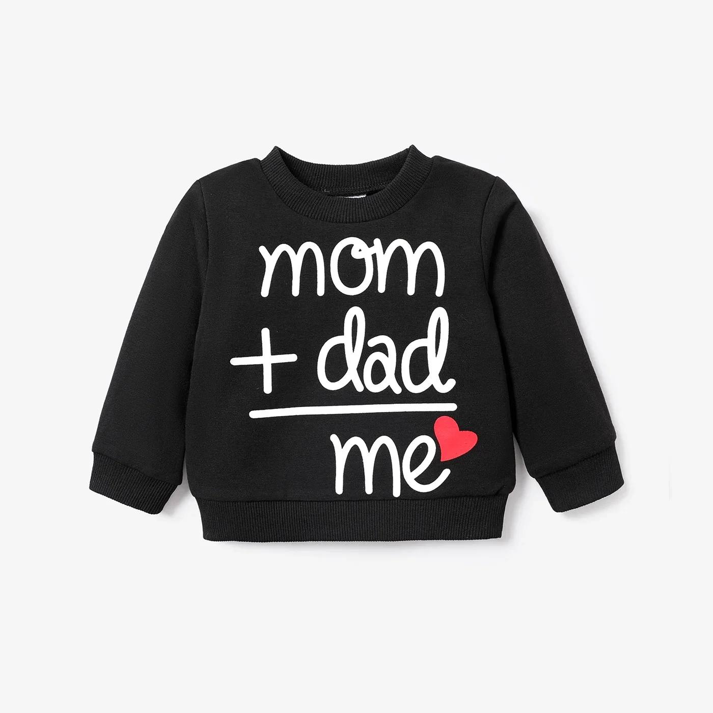 PatPat Baby Boy/Girl Heart & Letter Print Long-sleeve Sweatshirt Soft and Comfortable  Perfect for Outings and Daily Wear