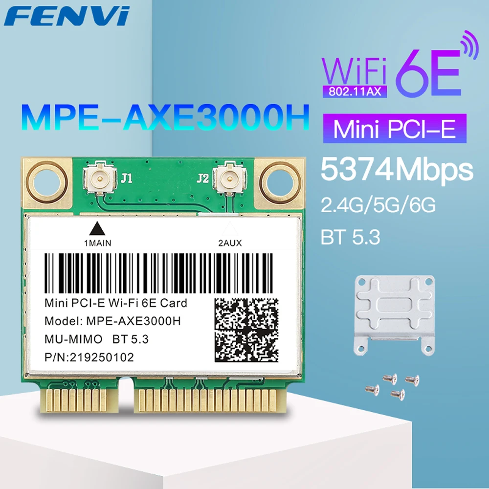 WiFi 6E 5374Mbps Mini PCI-E WiFi Card AX210 BT 5.3 Tri Band 2.4G/5G/6Ghz 802.11AX Wireless Network For Desktop/Laptop Win 10/11