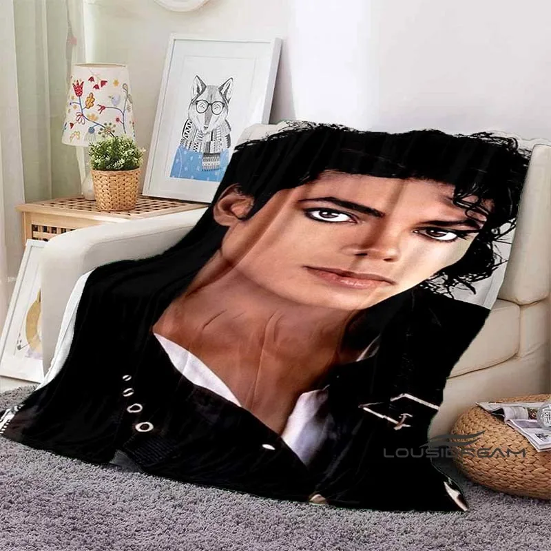 Customizable Michael Jackson 3D Retro Print Blanket All Seasons Universal Flannel Blanket Holiday Gift