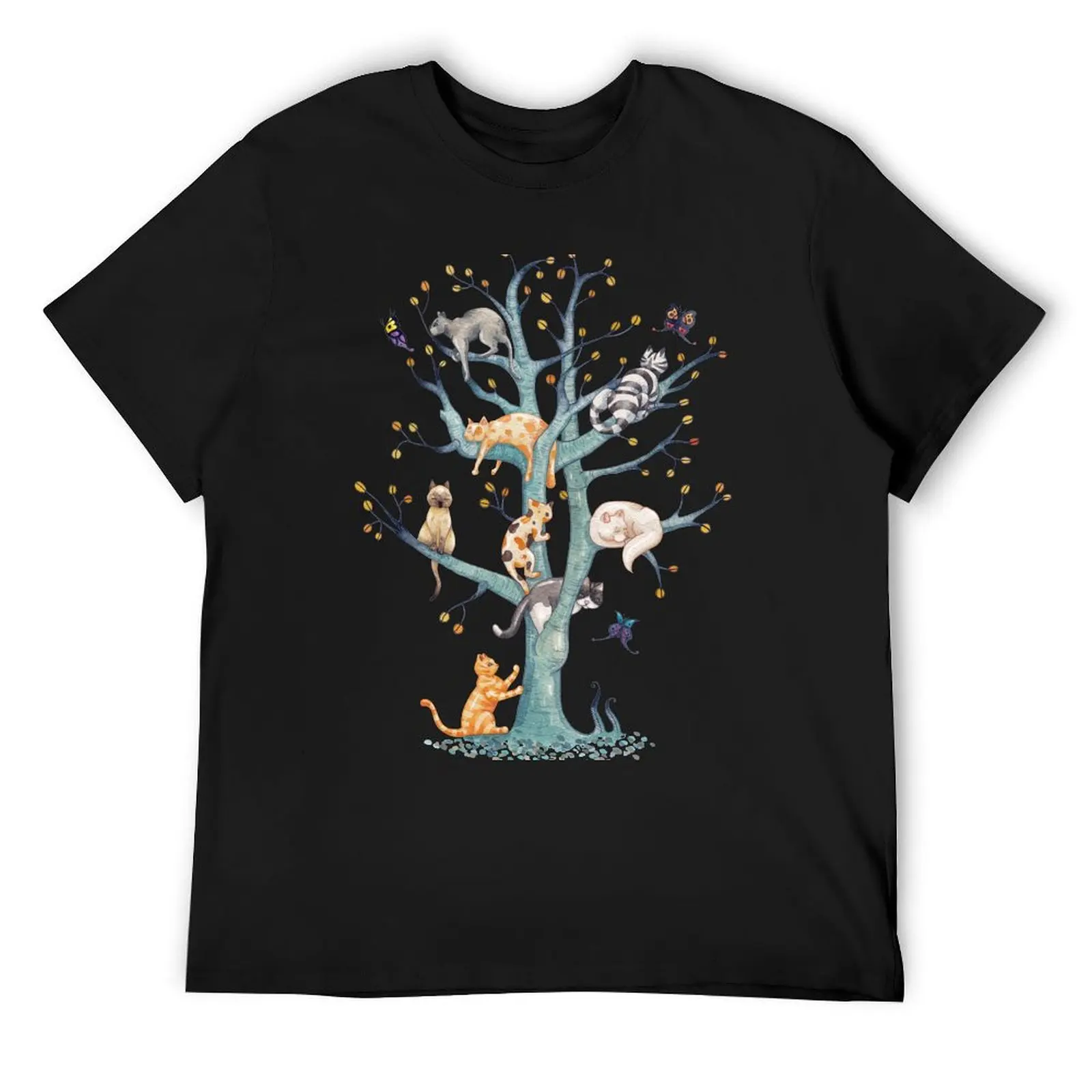 

The tree of cat life T-Shirt plus size clothes summer tops Man t-shirt men tshirt