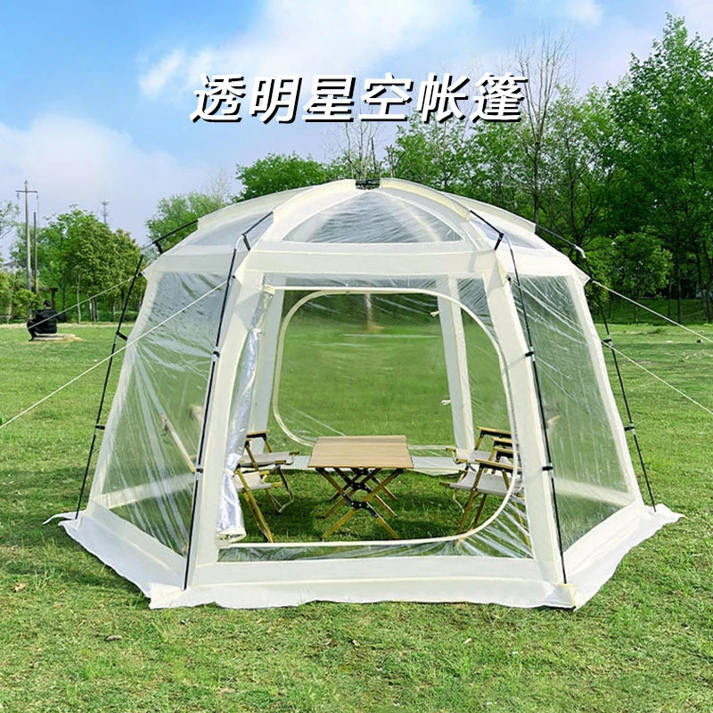 

Internet celebrity transparent starry sky tent folding portable camping tent outdoor thickened rainproof hexagonal camping tent