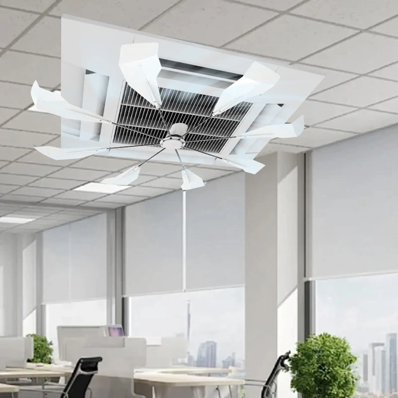 Central Air Conditioning Ceiling Wind Deflector 8 Vane Fan Adjustable Airflow Shield for Room Comfort