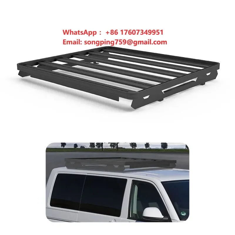 4X4 Accessories Off-road Black Steel 4 Door Luggage Rack Cargo Basket Half Short Roof Rack for VW T5T6 Multivan