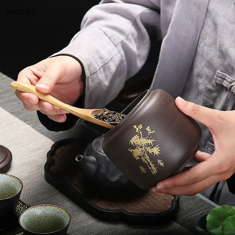 Chinese Purple Clay Tea Jar oolong Tieguanyin containers travel tea bag storage box Portable Sealed tea caddy Coffee Canister