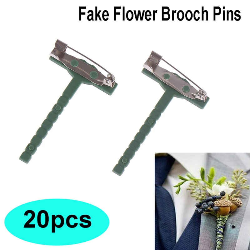 20pcs Plastic Metal Brooches Unisex Shirt Collar Pins Fake Flower Brooch Pins