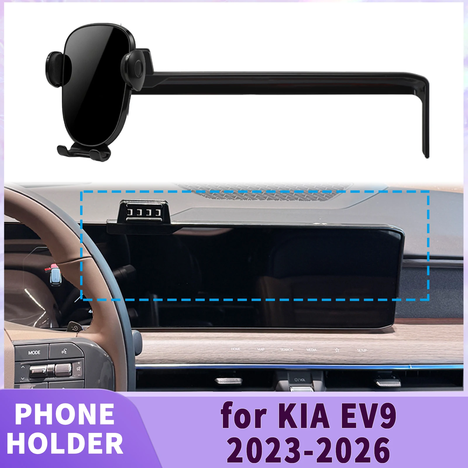 Suporte de Telefone para Tela do KIA EV9 2023 2024 2025 2026 ​ ​   Clipe de Segurança para Carro ​ ​   acessórios