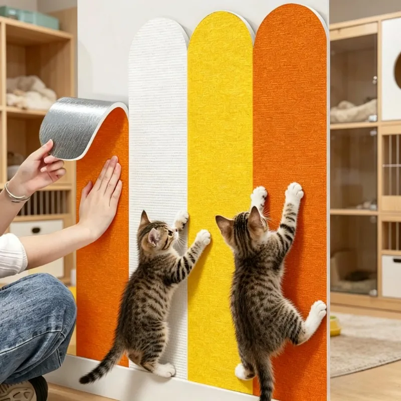 1PCS Self‑adhesive Cat Scratcher Wall Protector Cat Scratch Pad XPE Foam Wear‑resistant Stick‑on Cat Scratching Mat Wall