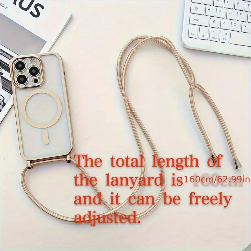 Elegant Cross Necklace Lanyard with Clear Phone Case, Designed for iPhone 17, 16E, 16, 15, 14, 13, 12 Pro Max and 11 Type iPhone