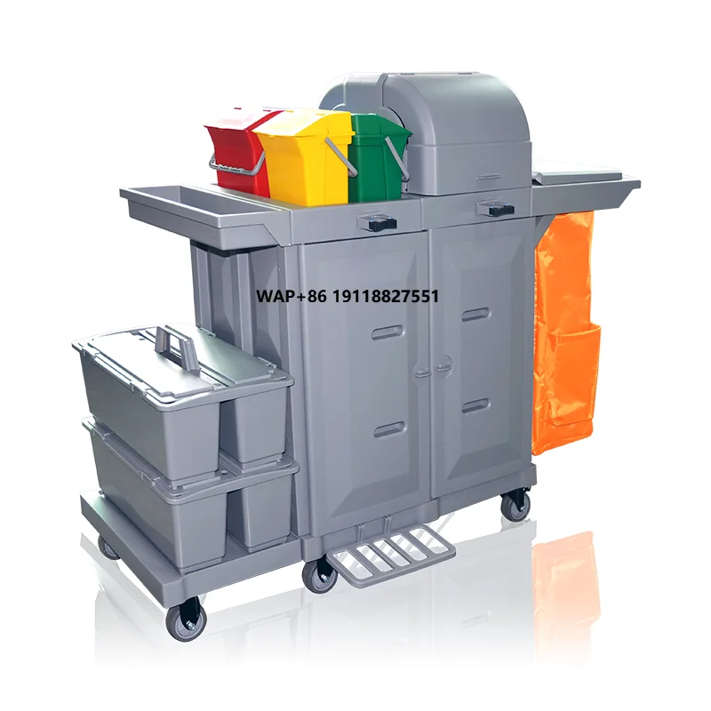 YJ-01 Series Cleaning Cart Hotel Rooms Property Cart Linen Bag Cleaning Tools Multi Functional Hand Pushed Utility Cart