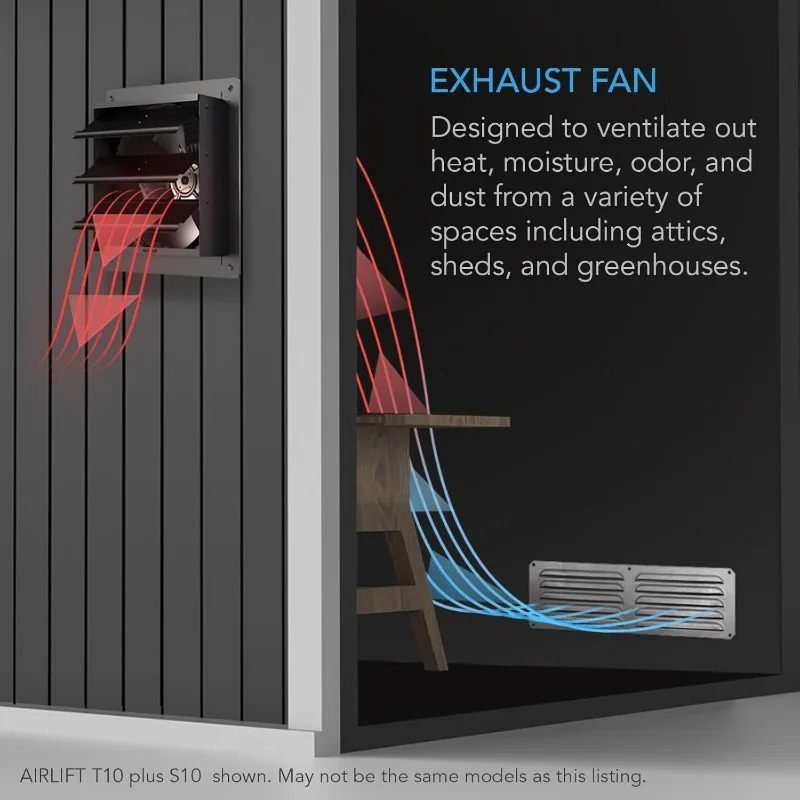 AC Infinity AIRLIFT S12,Shutter Exhaust Fan 12” with 10-Speed Controller,EC Motor - Wall Mount Ventilation and Cooling for Sheds