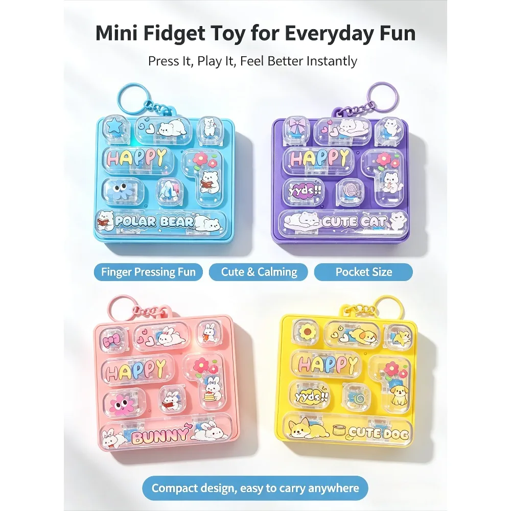 NEW 8-key keyboard cute keychain set Rabbits cats and dogs Bear glowing pressure reducing button toy adult and child charm gift