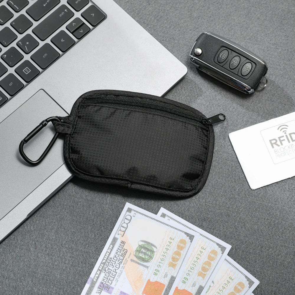 RFID Blocking Wallet Card Case with Buckle Anti-Theft Protection Travel Pouch for Credit Cards and ID