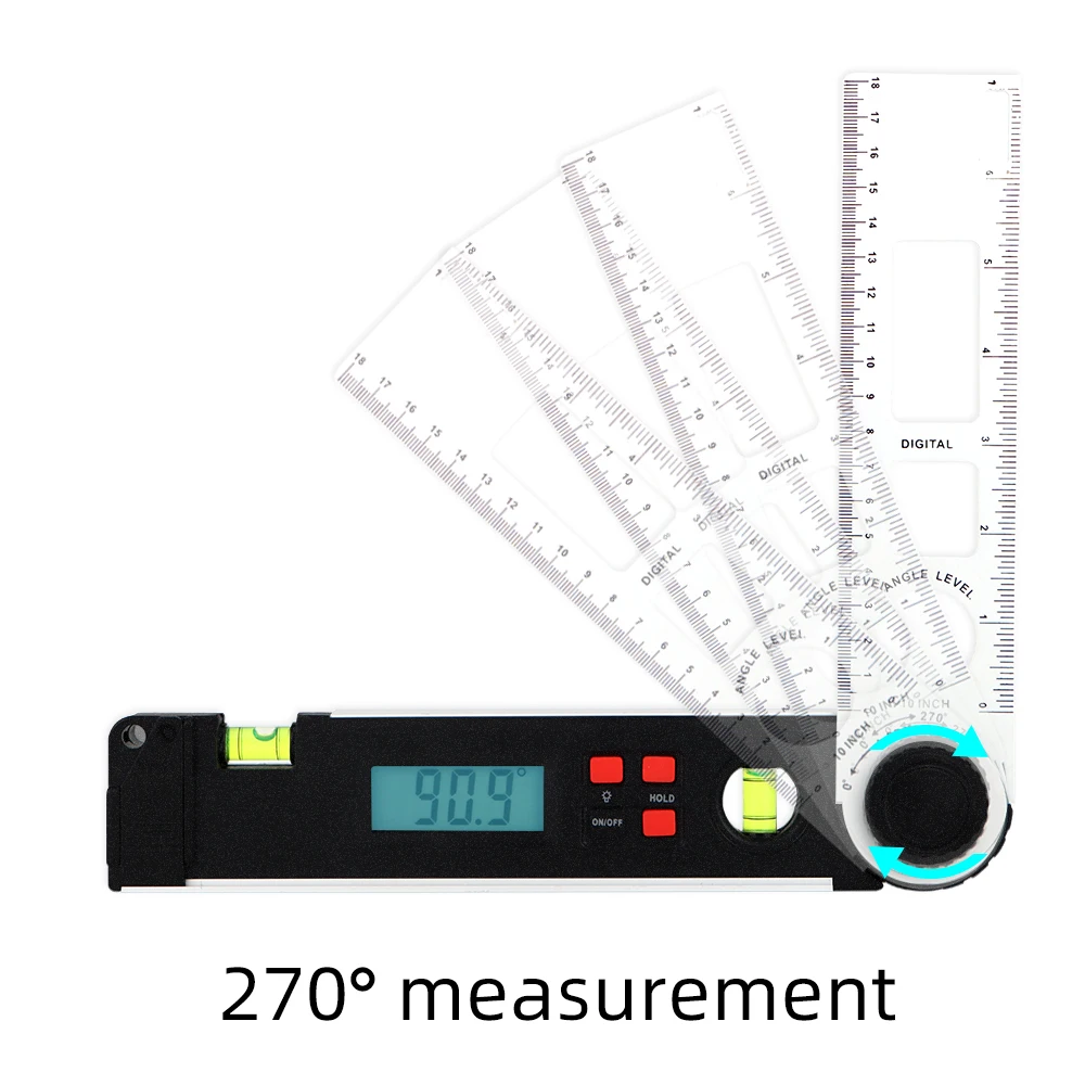 

0~270° Digital Protractor Spirit Level Angle Finder Gauge Meter 250mm Digital Angle Finder Electronic Protractor LCD Display