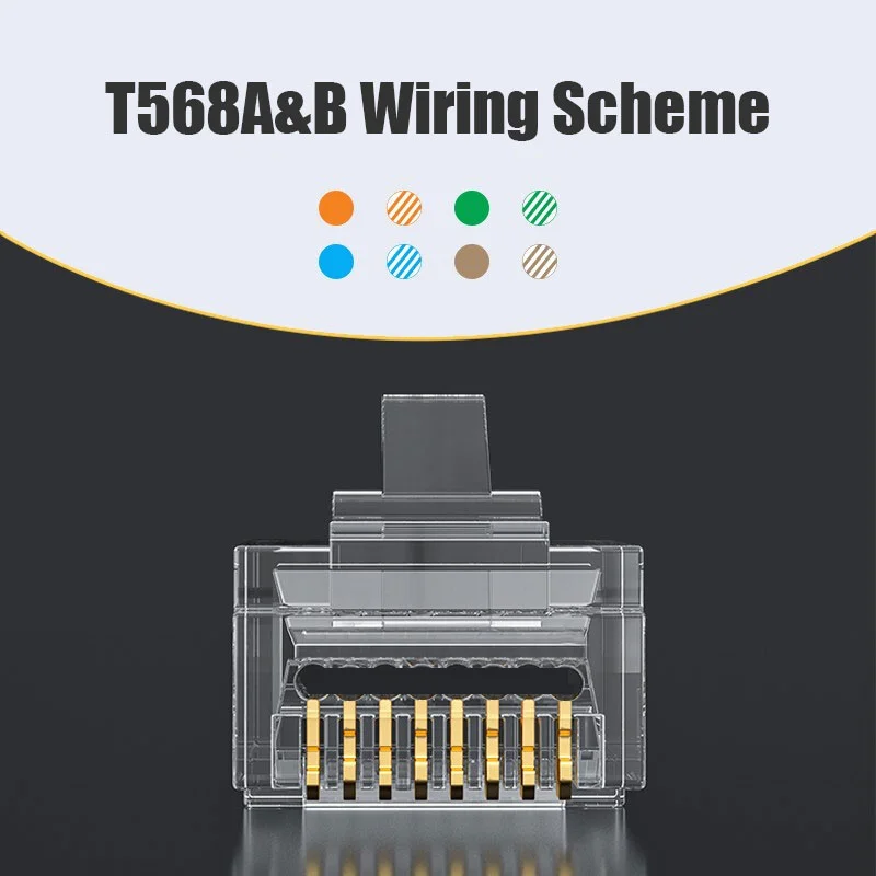 ZoeRax-Connecteurs de passage RJ45 CAT6, câble réseau Ethernet modulaire, plaqué or, extrémité de prise pour Cat6 Catinspectés,-15 px, 8P8C