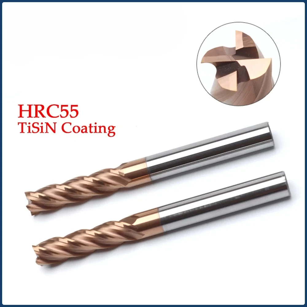 1pcs HRC55 Carbide End Mill 1 2 4 5 6 8 Mm 4Flutes Milling Cutter Alloy Coating Tungsten Steel Cutting Tool CNC Maching Endmills