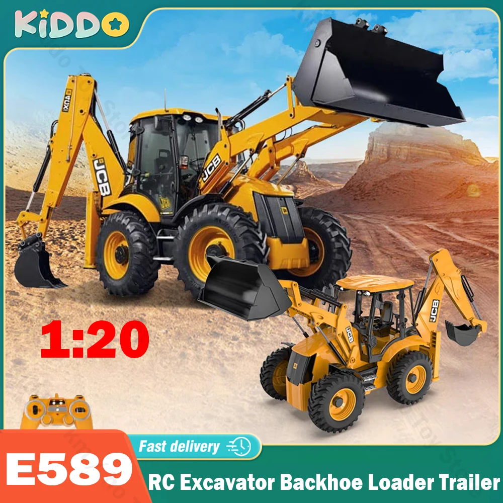 

DOUBLE E E589 RC Excavator Backhoe Loader Trailer 1:20 Remote Control Car Engineering Vehicle Truck Car Bulldozer Toys for Boy