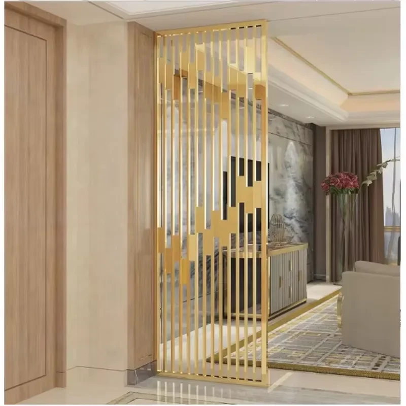 Custom Gold Plated Stainless Steel Metal Panel Divider Screen Modern Wall Decorative Partitions Waterproof Cut