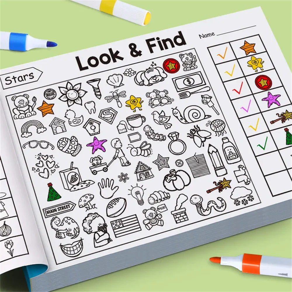 Children's Search For Items Game Enhance Visual Perception Fun Coloring Book Focus and Attention Handwriting Exercise Book