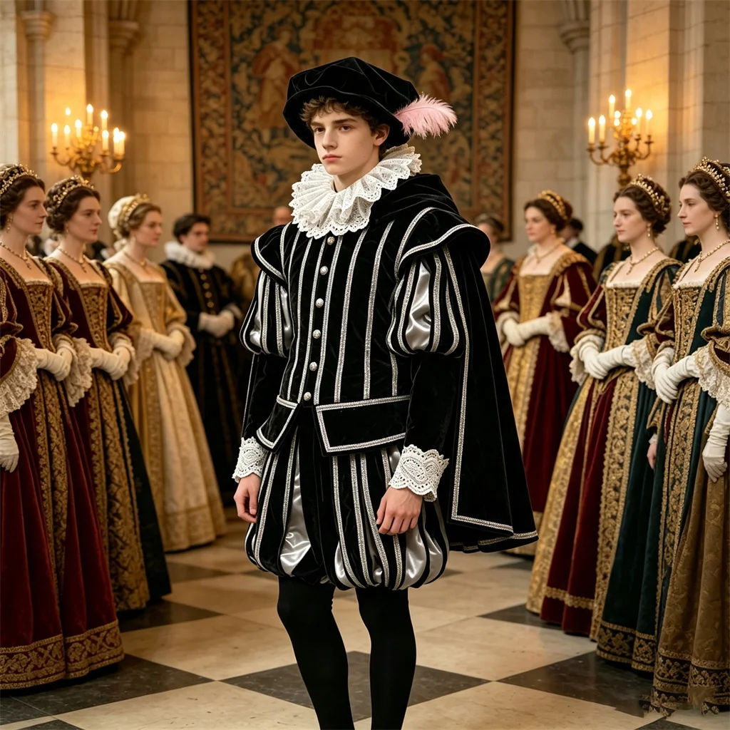 Disfraz de Hombre Noble Tudor del Siglo XVI, Uniforme de Terciopelo con Capa y Sombrero, Traje Aristocrático Medieval Renacentista