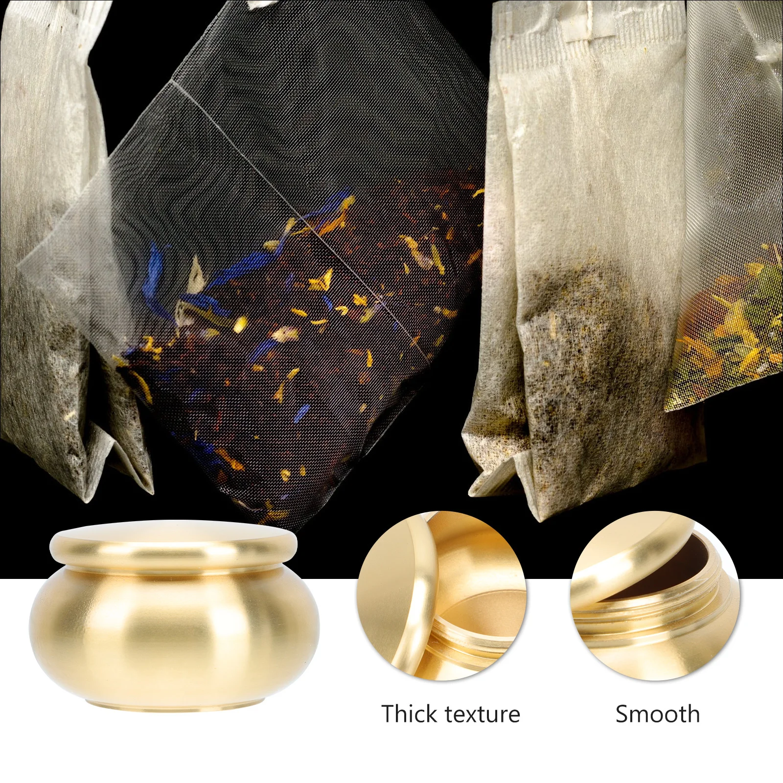 

1Pcs Multi-Function Copper Incense Powder Jar Small Airtight Storage Pot Decorative Tea Container Tabletop Decor