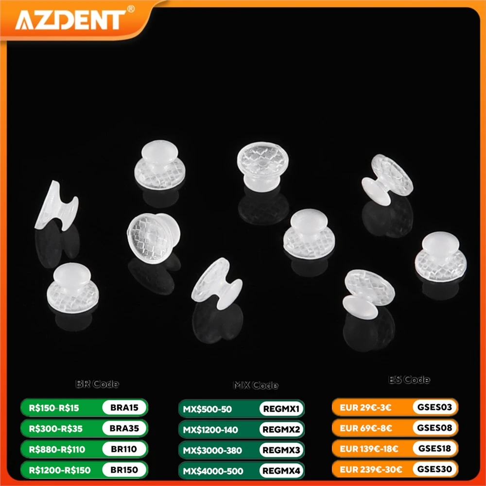 10PCS/Pack Dental Orthodontic Lingual Buttons AZDENT Composite Clear Ceramic Bondable Round and Rectangular Base