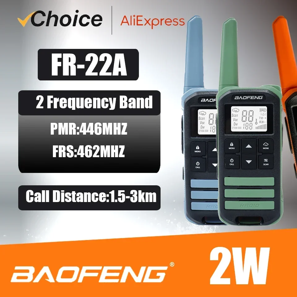 Baofeng Official Store 2Pcs FR-22A F22 Mini Walkie Talkie PMR FRS Portable Kids Two Way Radio Type-C Charger for Camping Trip