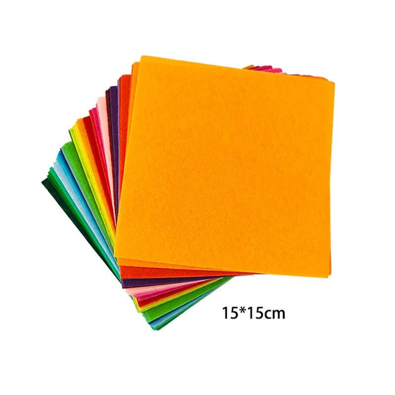 15*15cm 40 Sheets Soft Squares Assorted Color 1mm Thick Nonwoven Fabric Patchwork Sewing Felt Cloth For Kids Scrapbook Doll Toy