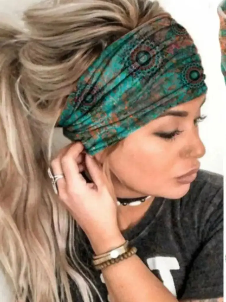 1PC Neue Böhmische Haar Bands Personalisierte Stirnbänder Elastische Bündel Schweiß Saugfähigen Atmungs Weiblichen Breiten Rand Kopfbedeckungen – Detail 3