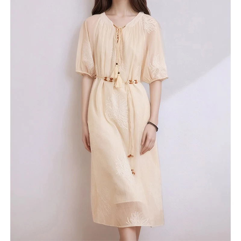 HELIAR 女性タッセル包帯甘いホリデードレスエレガントな V ネックボヘミアンミディドレス韓国ファッションボディコンウエディングドレス