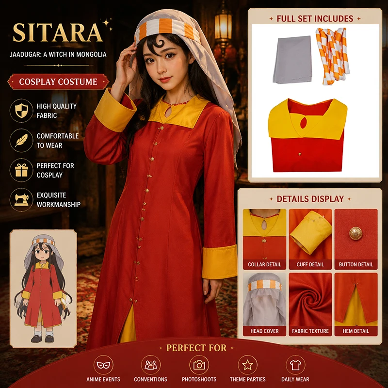 anime-jaadugar-a-witch-in-mongolia-sitara-cosplay-costume-red-robe-veil-headband-halloween-party-tenmaku-no-jaadugar-role-play