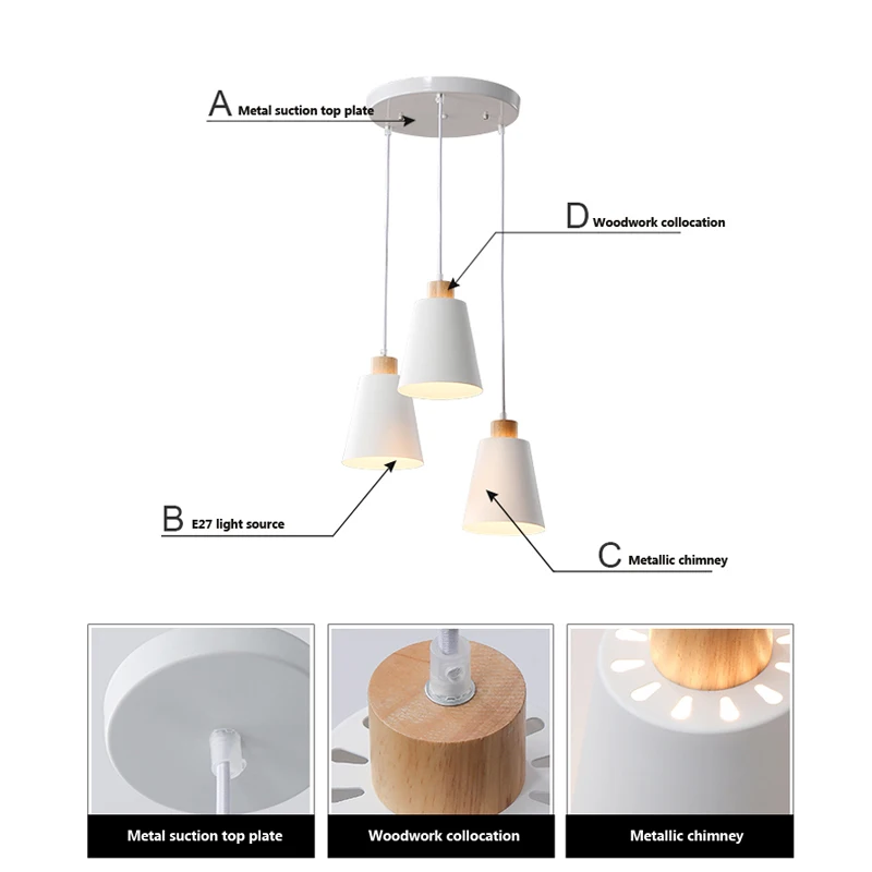 PHYVAL Nordic Pendant Lamp simple Creative Modern Pendant Light White lampshade E27 Bedroom Restaurant Living Room Lighting