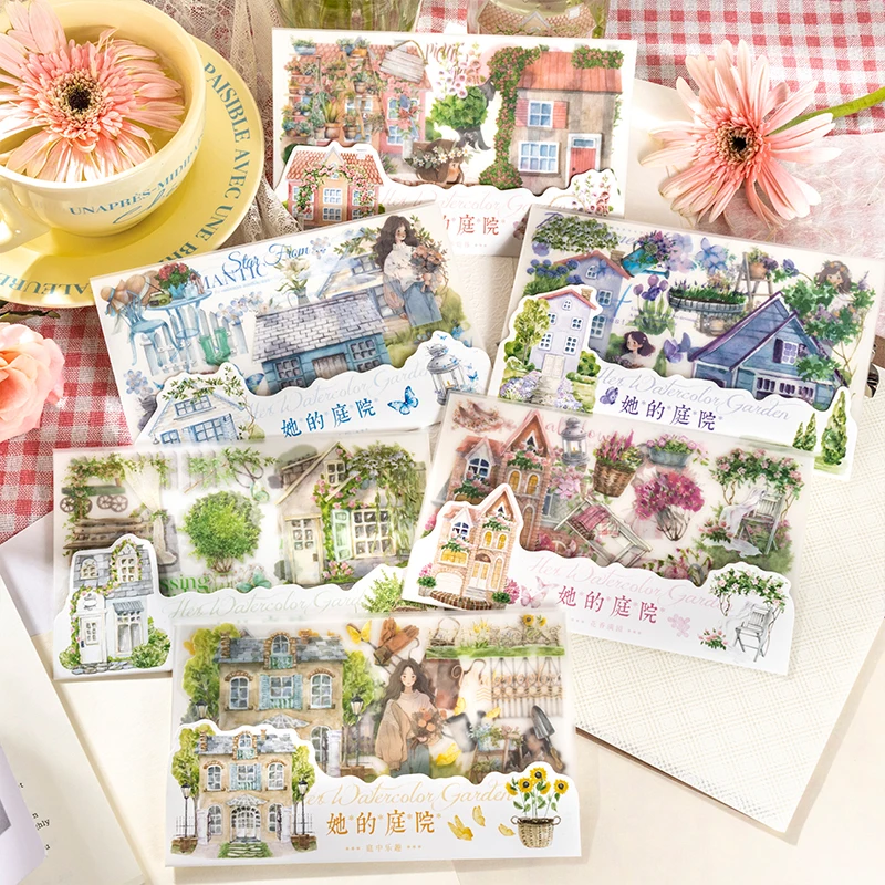 

2 Pcs/pack Retro Floral Garden Theme suitable for decorative stickers DIY diary notebook Children's stationery scrapbook Frame
