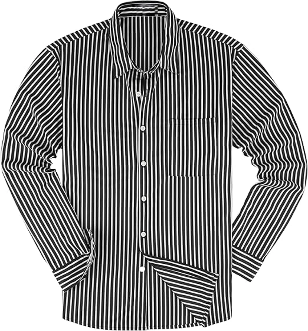 Camisa sencilla de negocios a rayas de Color claro con estampado 3D para hombre, Top informal de calle para fiesta, Top hawaiano de manga larga con botones de solapa transpirable