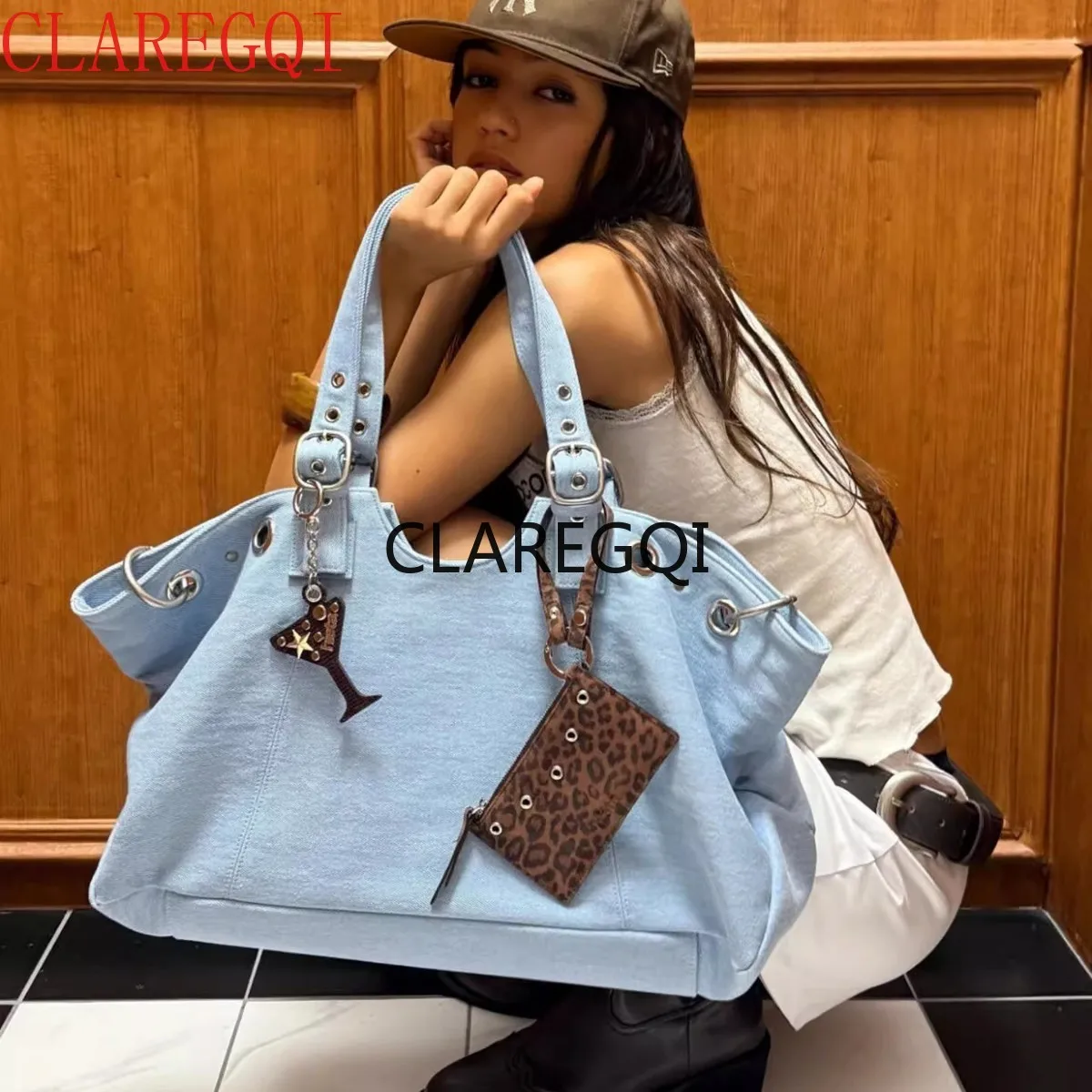 Premium Sweet Cool Hot Girl Motorcycle Bag Korean Edition Large Capacity Commuter Tote Bag Versatile Travel Shoulder Bag