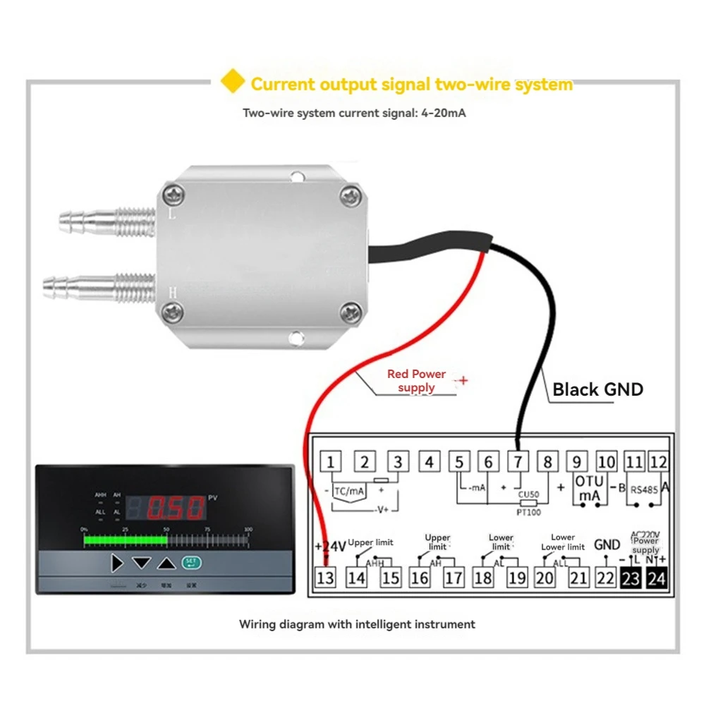 ABMH-4-20Ma Pressure Difference Transmitter Mini Pressure Differential Sensor High Sensitivity For Treatment Clean Room