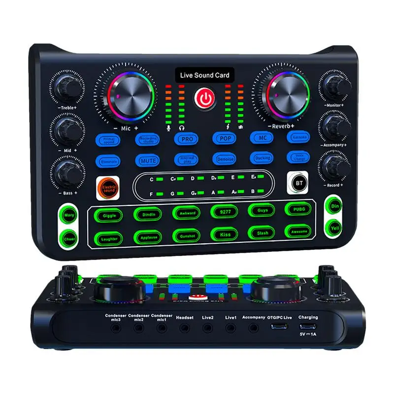 

Sound Card for Live Streaming Streaming Mixer Sound Effects Board Rechargeable Audio Recording Mixers Music Mixer Board Audio