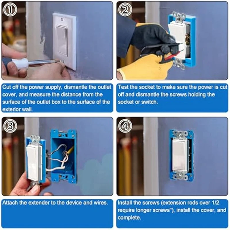 6Pcs 1/2Inch Single Gang Receptacle Outlet Box Extenders,Electric Outlet Extender Box With 12 Screws Receptacle Extender