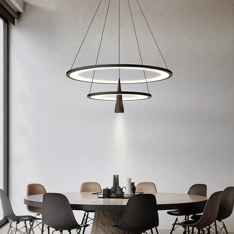 Modern Round Ring Led Ceiling Chandelier Acrylic for Living Dining Table Conference Room Lamp Home Decor Hanging Light Fixture